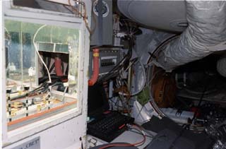 View of the Svet greenhouse and its hardware in the Kristall module.